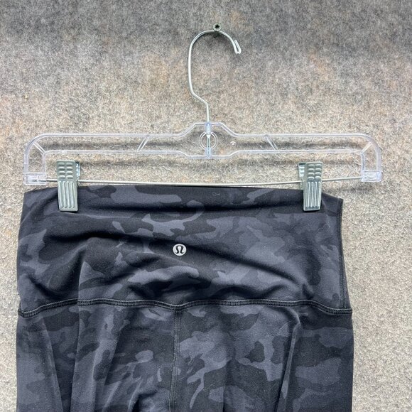 Lululemon Leggings Women 6 Black Camo Wunder Under High Rise Crop SoulCycle - Picture 7 of 10